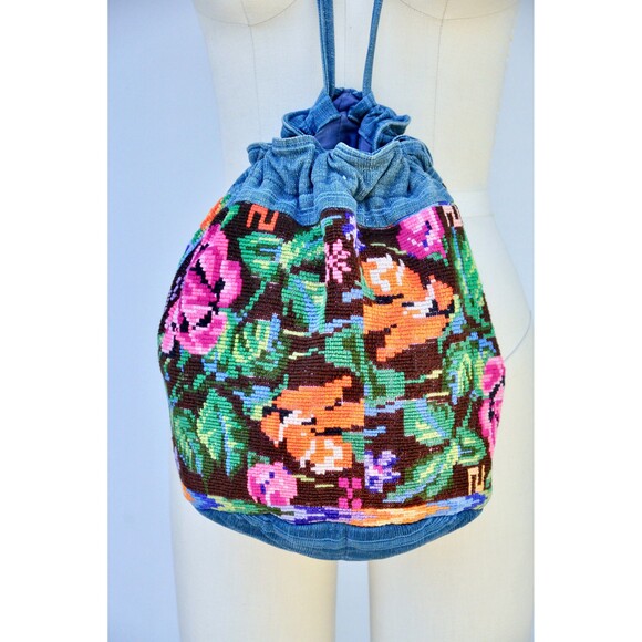 Floral Embroidered Bag - Colorful Embroidery Bag - Denim Bag - Hand Embroidered - Picture 3 of 10